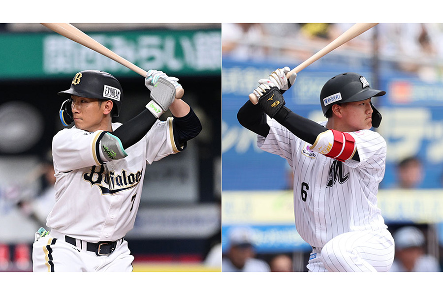 オリックス・西川龍馬（左）とロッテ・西川史礁【画像：球団提供】
